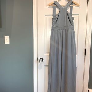 Lulu's Dusty Blue Maxi Dress with Crossback Straps